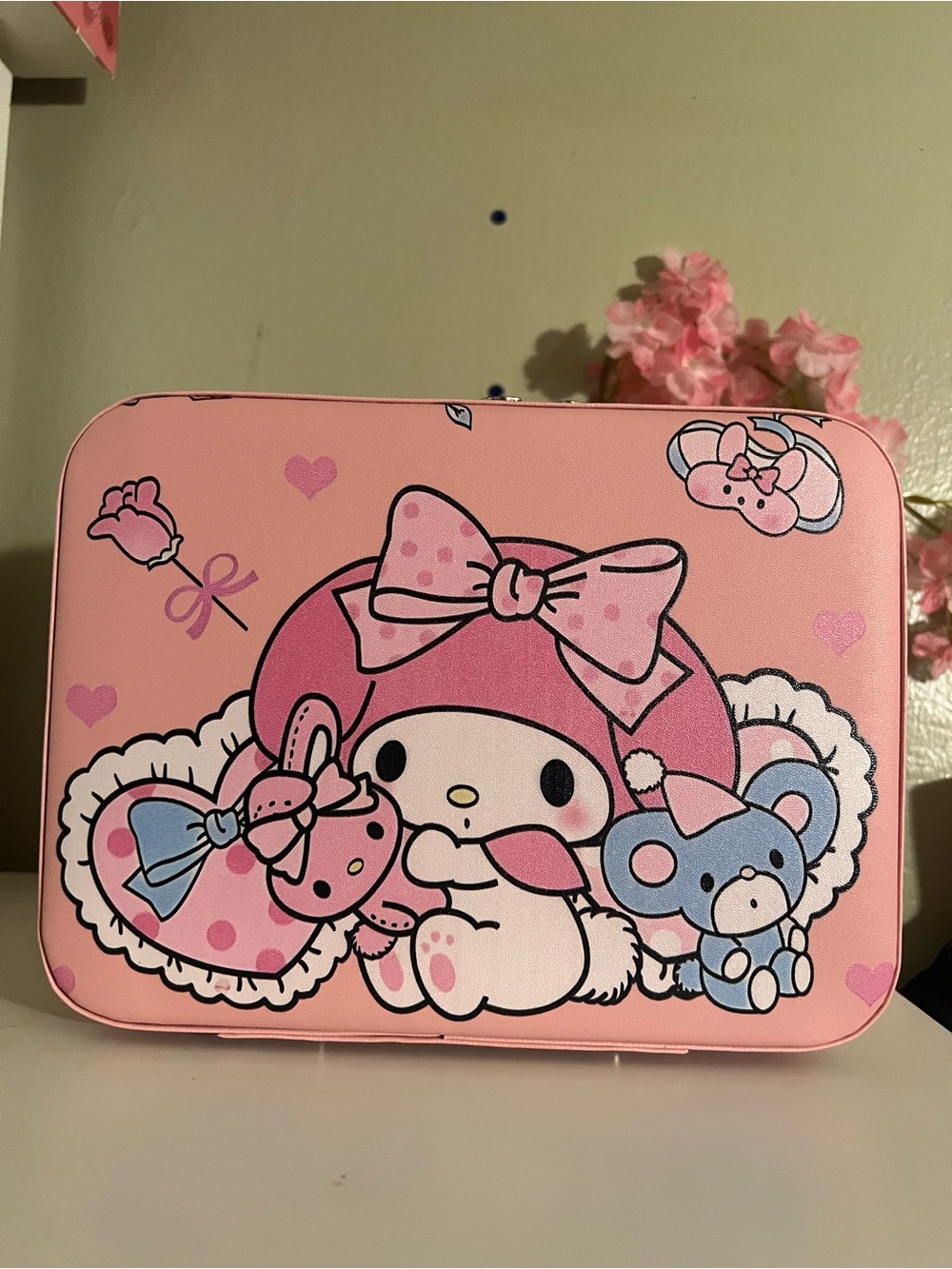 My melody Light Pink Makeup Train Case- Luggage